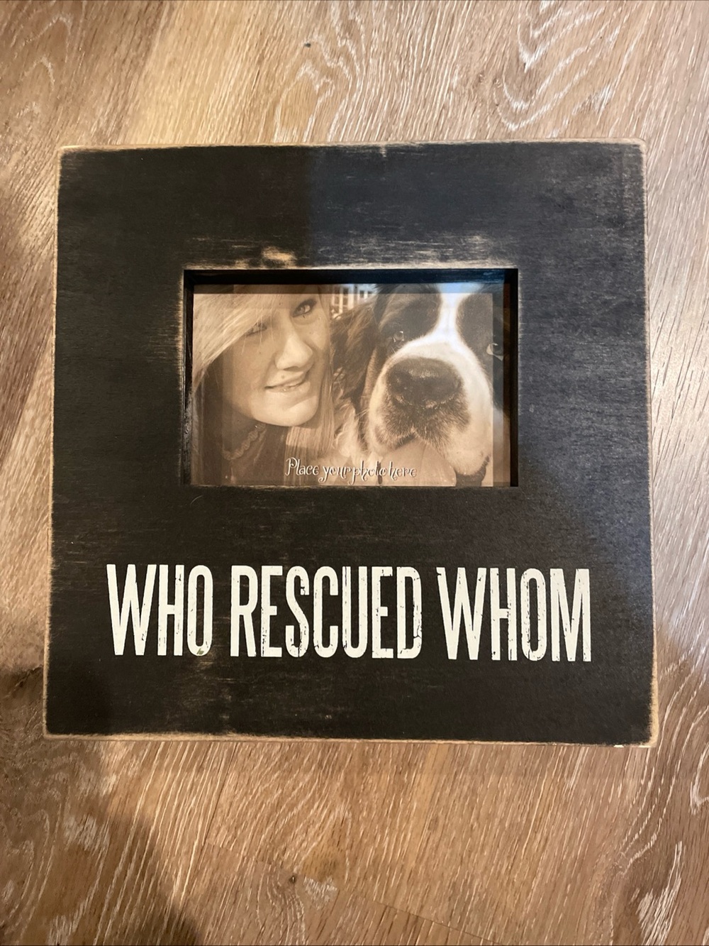 Who Rescued Whom Black Photo Frame - Home Accents, Primitives by Kathy